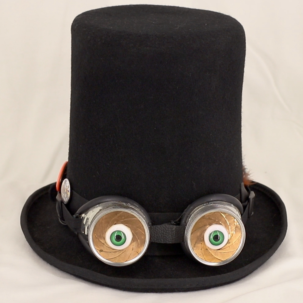 Creeps Eyes mounted on a top hat